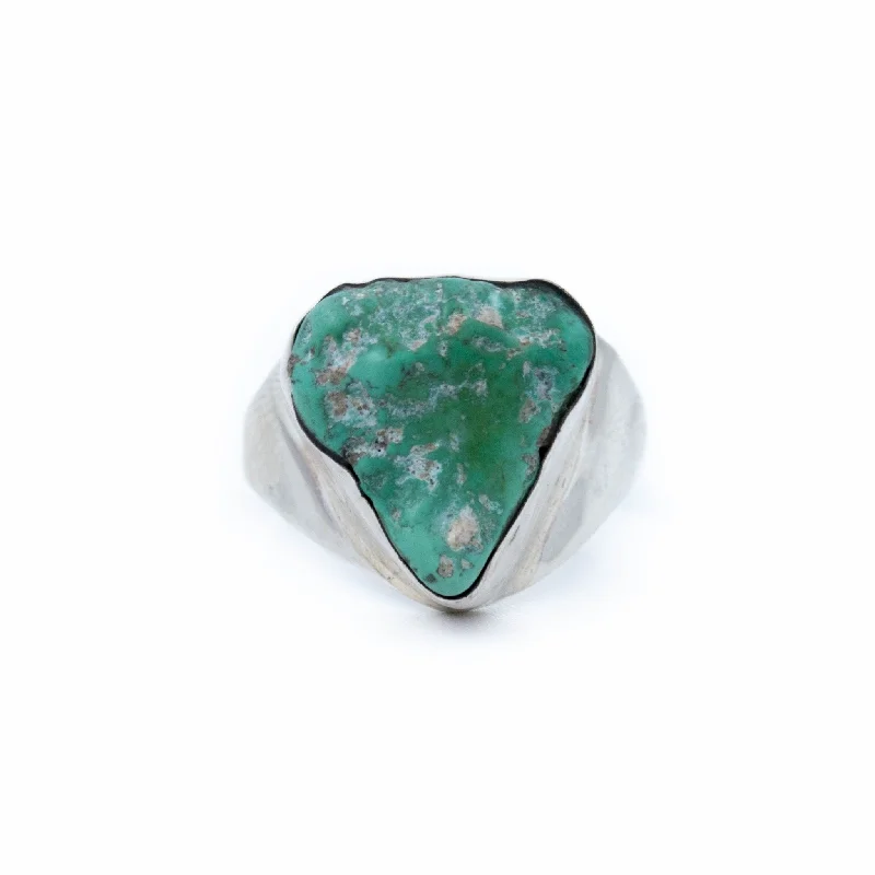 Leaf design rings-Green Turquoise Nugget Ring