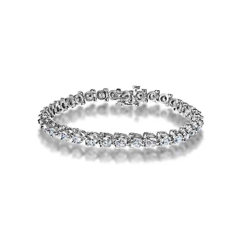 Ethnic weave bangles-Madelyn 8 Carat Round Brilliant Single Row Diamond Tennis Bracelet in 14k White Gold