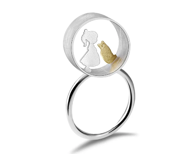 Spinel gem rings-Boy and Girl Meets Cat Ring