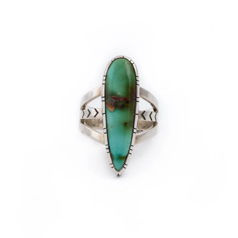 Dove feather rings-Green Teardrop Royston Ring