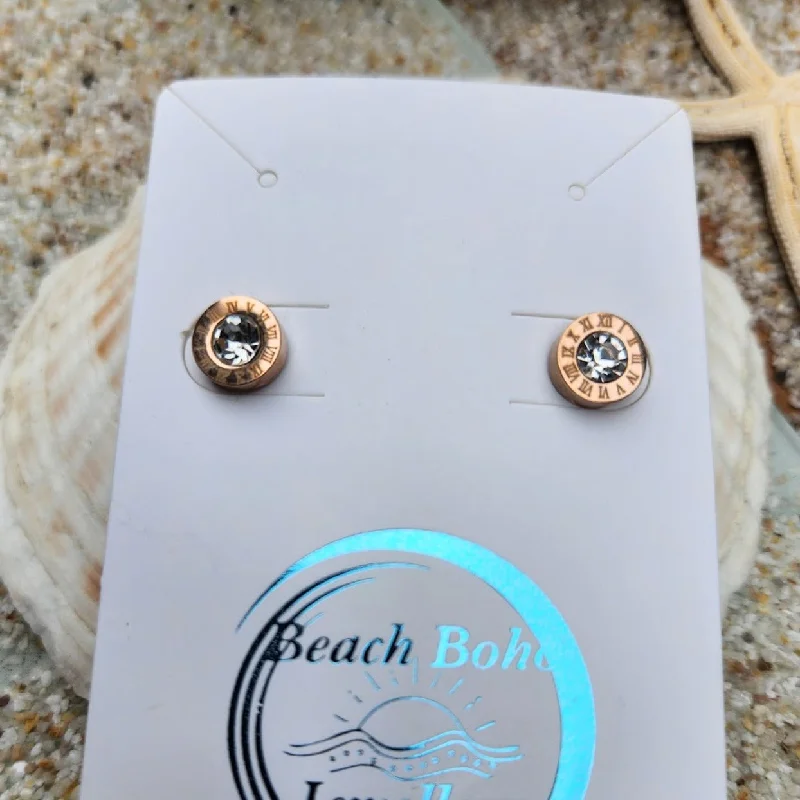 Thick cuff earrings-ROMANS  - CZ  BLACK / SILVER / GOLD /  ROSE GOLD WATERPROOF STUDS