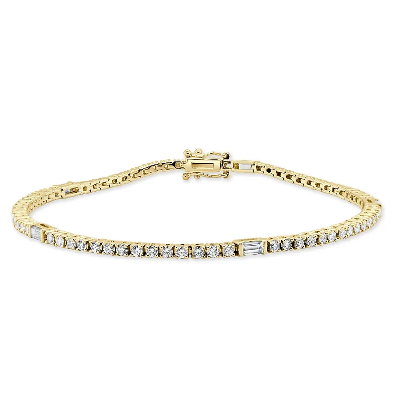 Luxe stone bangles-14k Gold & Baguette Diamond Tennis Bracelet