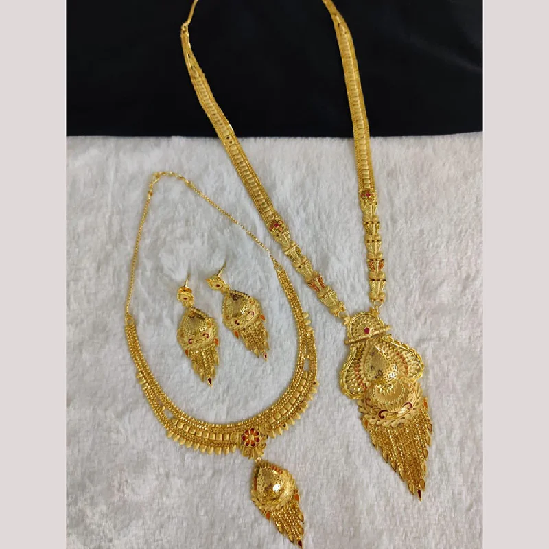 Quirky bead necklaces-Pari Art Jewellery Forming Gold Double Necklace Set