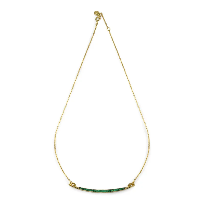 Rope braid necklaces-Crescent Pavé Necklace Large - 18K Gold Vermeil + CZ Vert