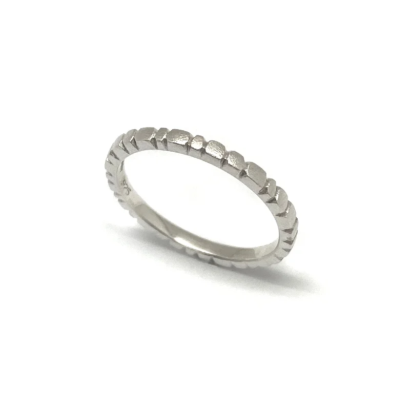 Rustic lock rings-Textured Silver Ring