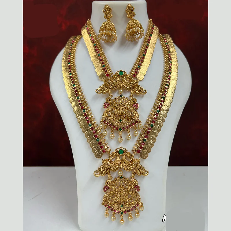 Fiber fringe necklaces-Diksha Collection Pota Stone Necklace Combo Set