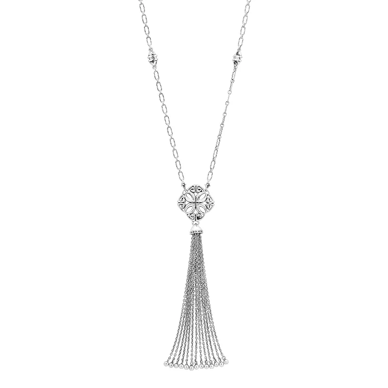 Woven tribal necklaces-Tassel Necklace - Sterling Silver