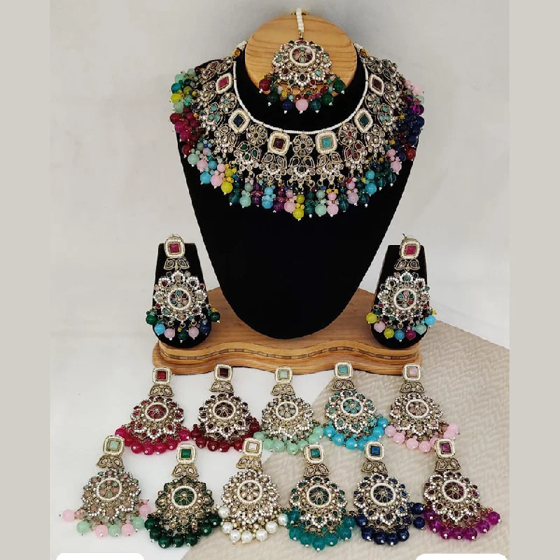 Cosmic charm necklaces-Rani Sati Jewels Gold Plated Crystal Stone Necklace Set