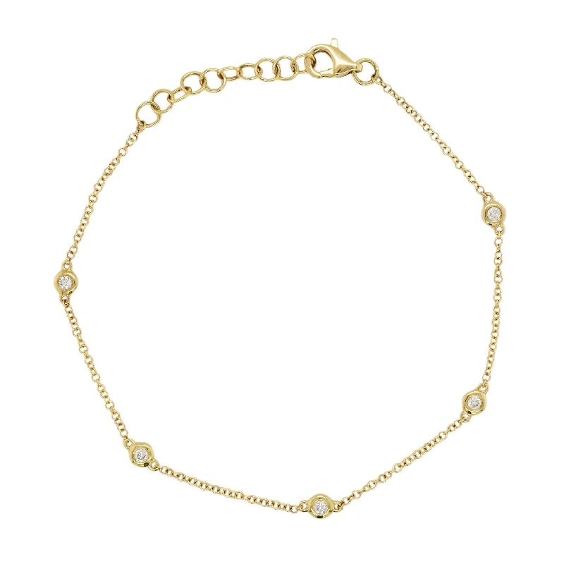 Bead trim bangles-14k Gold & Diamond Bezel Station Bracelet