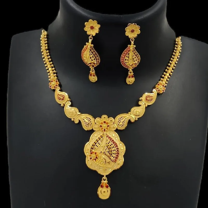 Onyx gem necklaces-Pari Art Jewellery Forming Gold Necklace Set