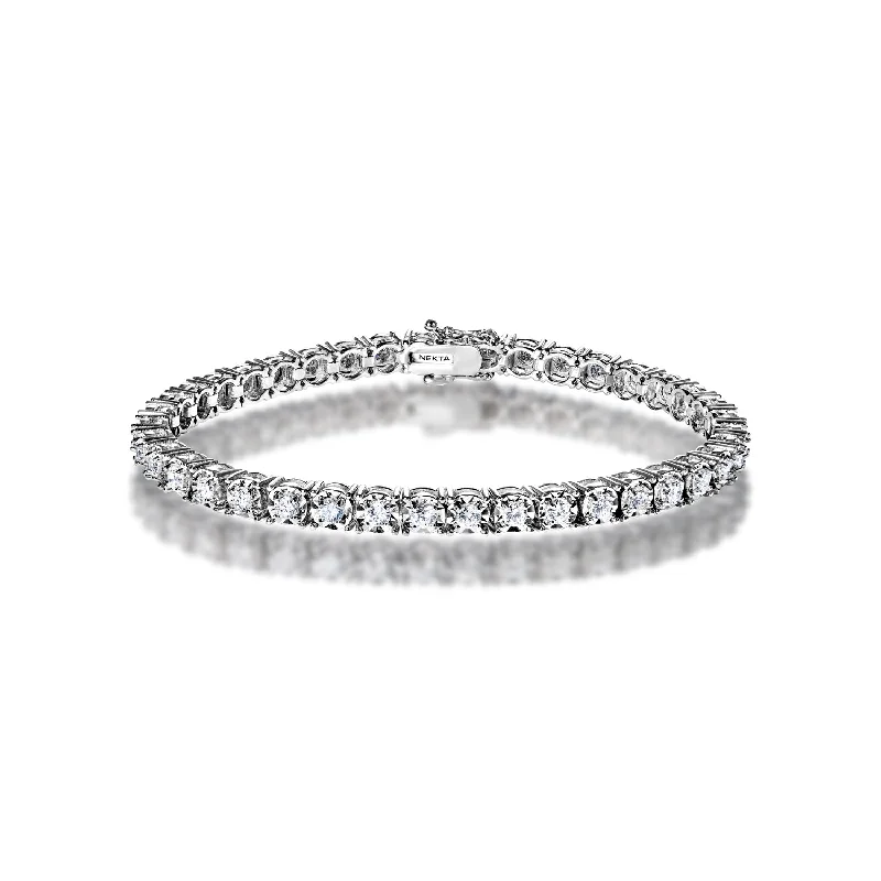 Worn bronze bangles-Maia 3 Carat Round Brilliant Single Row Tennis Bracelet in 14k White Gold