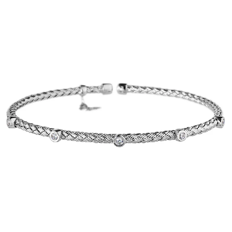 Yarn fringe bangles-Silver Bracelet 5 CZ