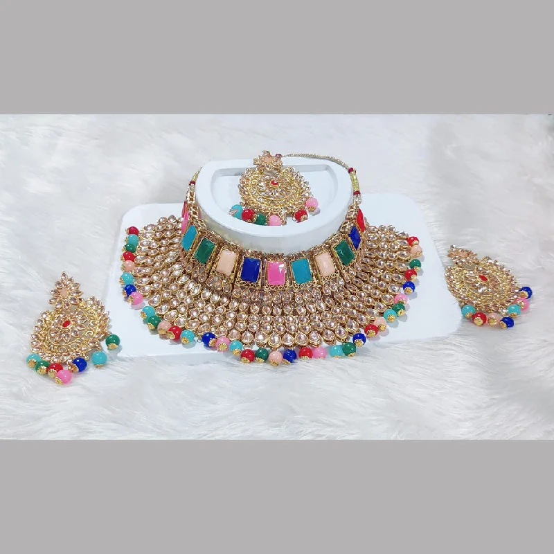 Smooth drop necklaces-Manisha Jewellery Gold Plated Crystal Stone Necklace Set