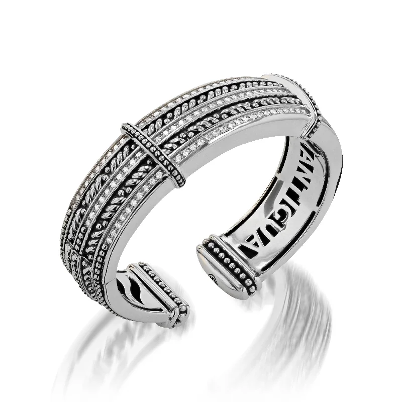 Flat twist bangles-Apollo Five-Row Diamond Cuff Bracelet