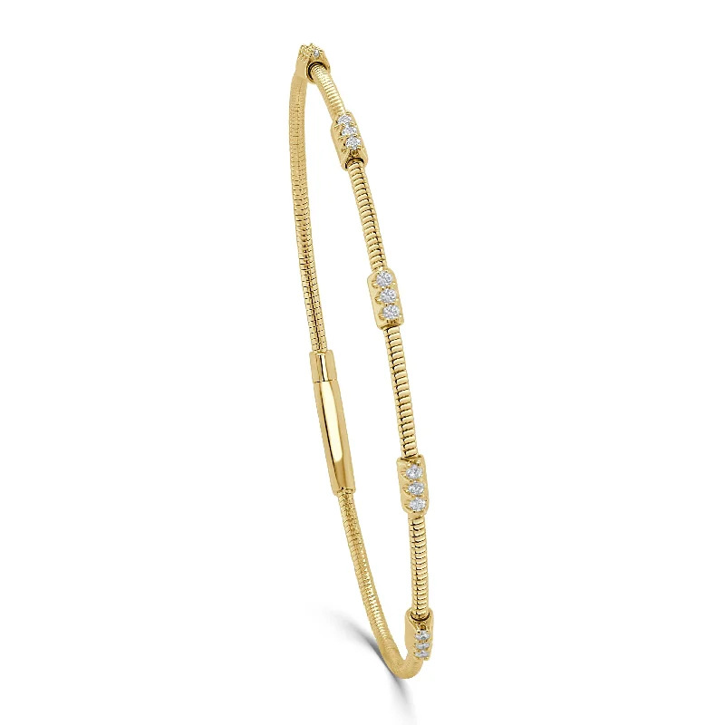 Beaded cluster bangles-14K Gold Diamond Bangle