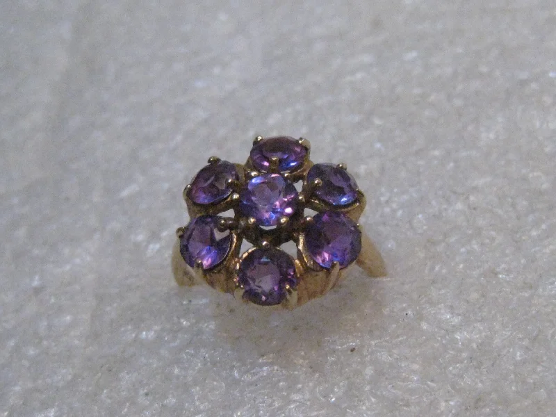 Reef knot rings-Vintage 10kt Amethyst Blossom Ring, size 6.5, 3.33 grams, appx. 1.75tcw, Mid-Century