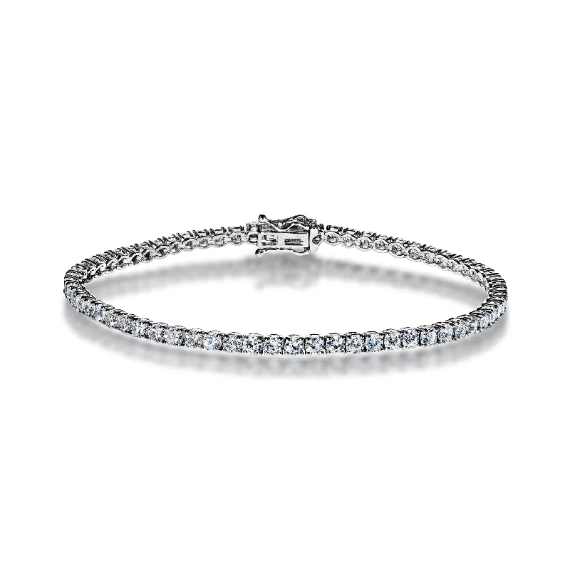 Subtle pearl bangles-Oakley 5 Carat Round Brilliant Single Row Diamond Tennis Bracelet in 14k White Gold