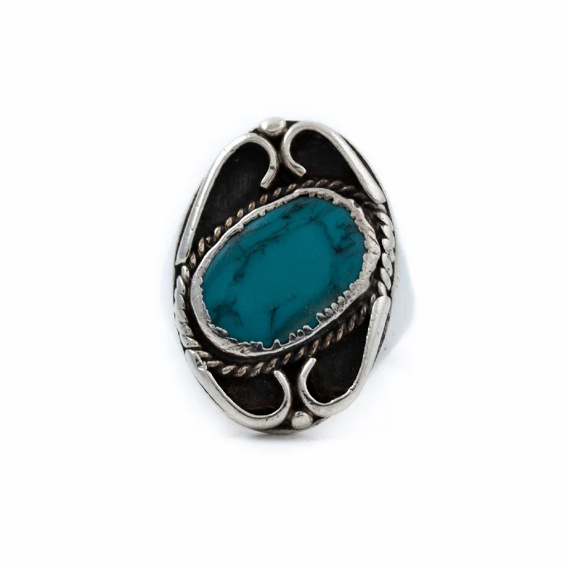 Sapphire solitaire rings-1970's Blue Turquoise Ring