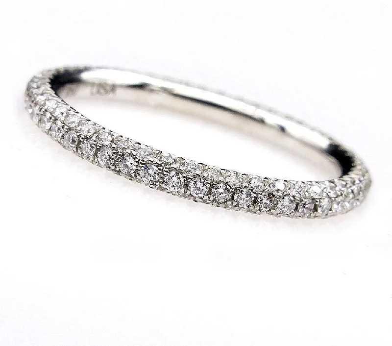 Shiny name rings-1.30ct Platinum 3 Row Pave Diamond Full Eternity WEDDING ANNIVERSARY Band Ring