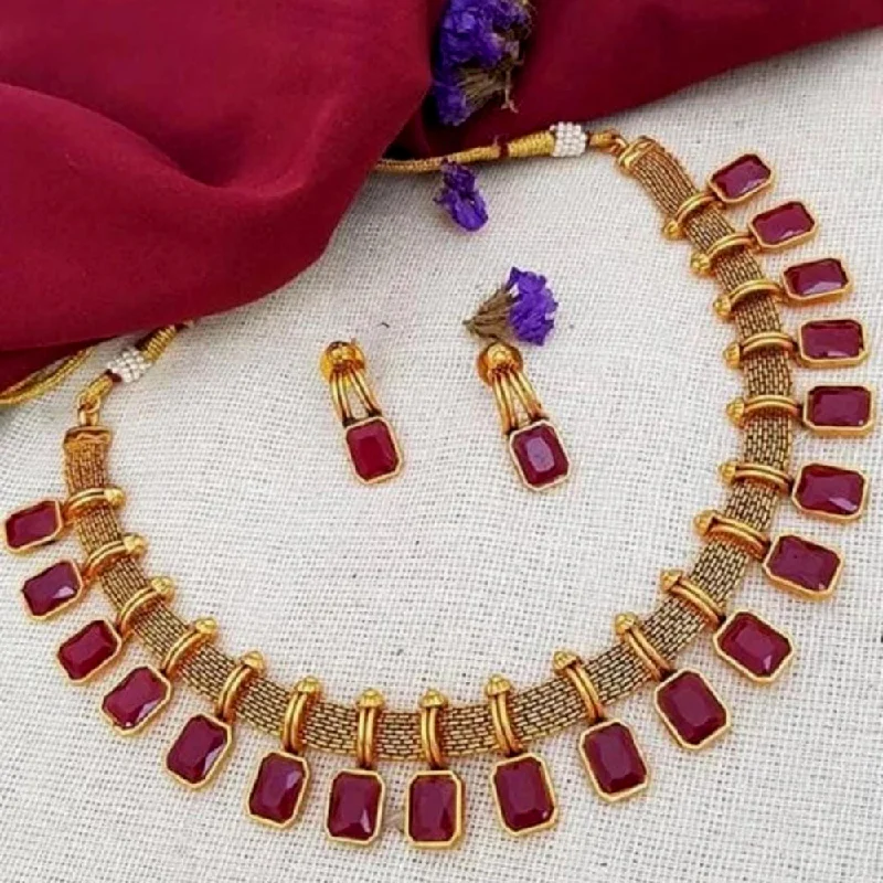 Bead weave necklaces-Lucentarts Jewellery Gold Plated Pota Stone Necklace Set