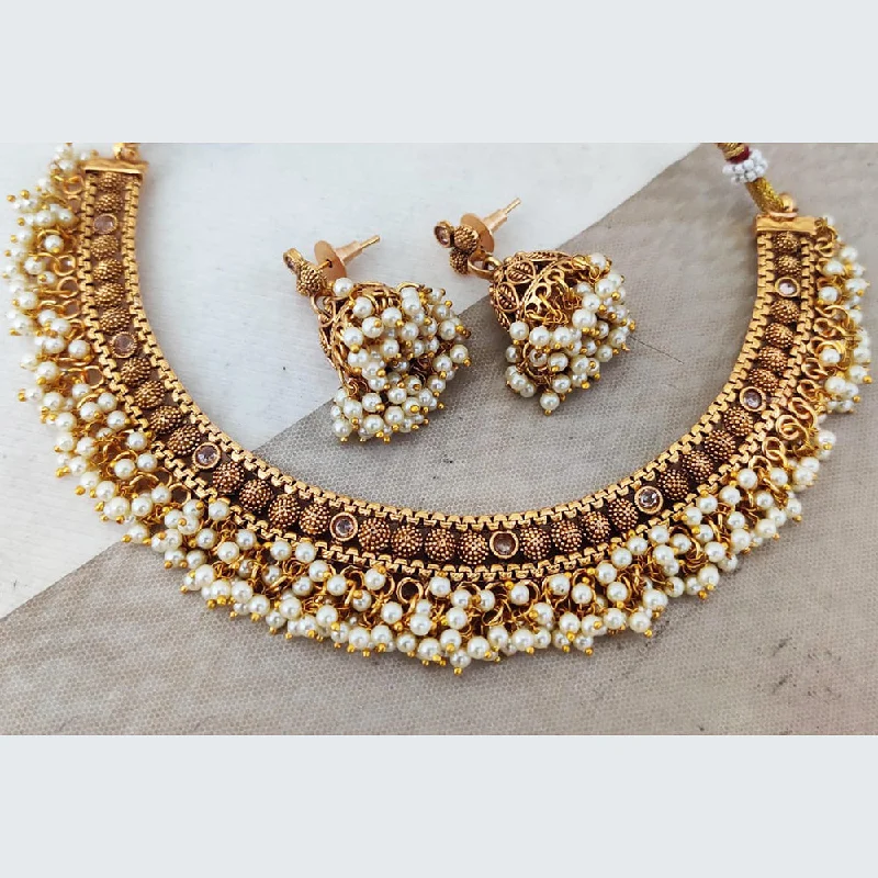 Wide chain necklaces-Rani Sati Jewels Gold Plated Pearl Necklace Set