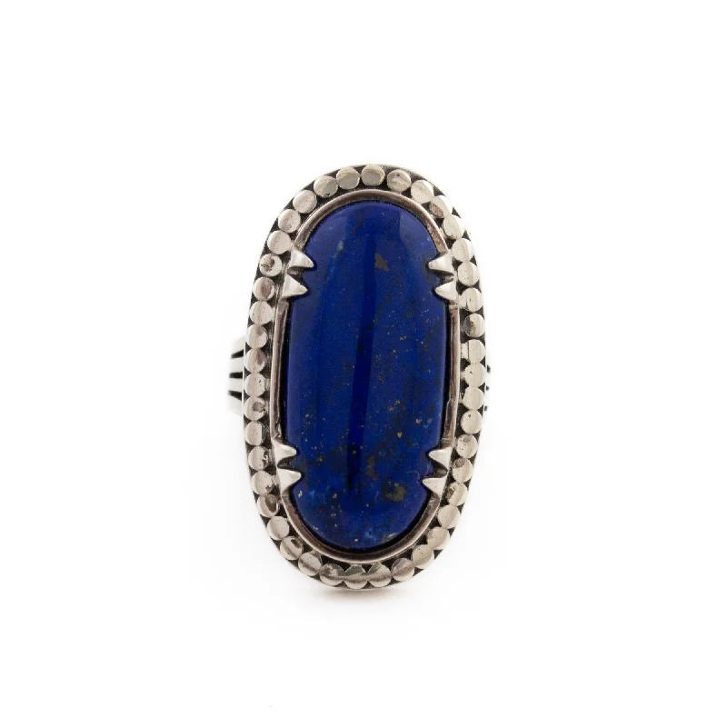 Stone cluster rings-Claw Bezel Lapis Ring