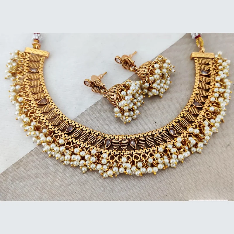 Onyx gem necklaces-Rani Sati Jewels Gold Plated Pearl Necklace Set