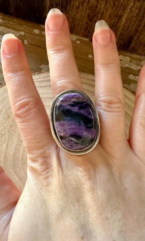 Plaited design rings-MYSTIC SHADOWS CHAROITE Chimney Butte Ring • Size 7