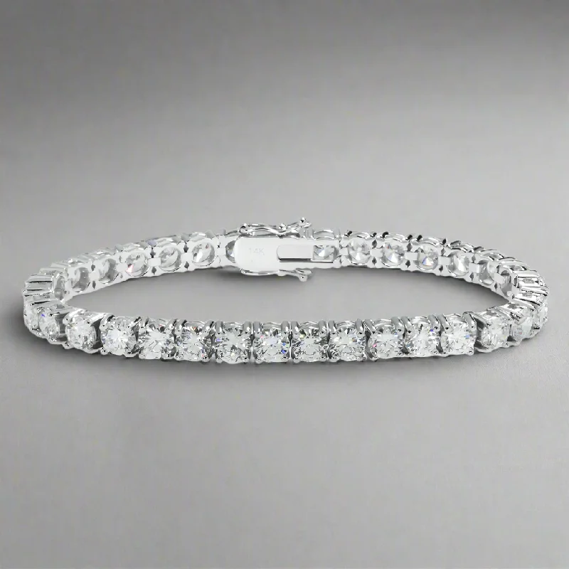 Dainty charm bangles-Lohitha 14 Carat Round Lab Grown Diamond Tennis Bracelet in 14K White Gold