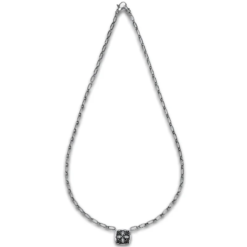 Baroque pearl necklaces-Marquise Pavé Necklace 18" - Sterling Silver + CZ Blanc