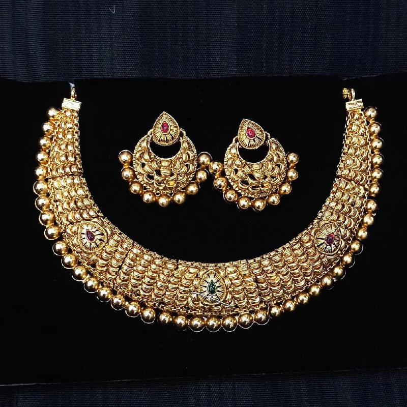 Swirl shape necklaces-Manisha Jewellery Gold Plated Necklace Set