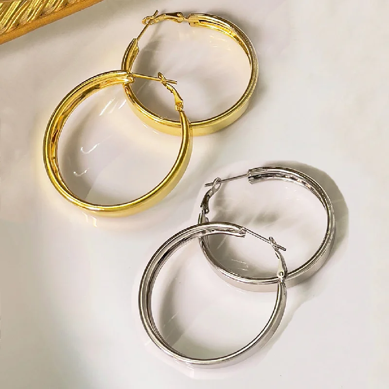 Lunar glow earrings-Set of 2 Contemporary Gold & Silver Hoops for Office and Everyday purpose for women