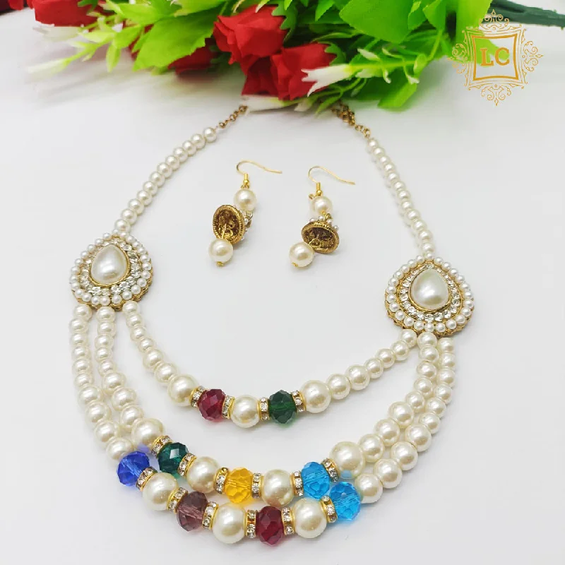 Lustrous pearl necklaces-Lalita Creation Gold Plated Pearl Necklace Set