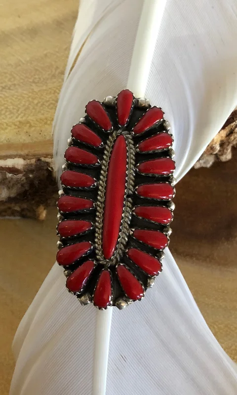 Glittering crystal rings-MEAN REDS Silver & Red Howlite Navajo Ring | Size 6