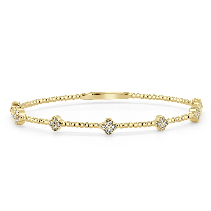 Full moon bangles-14k Gold & Diamond Clover Bangle