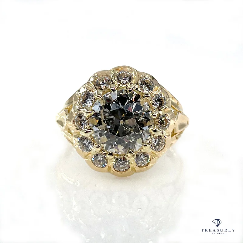 Pure star rings-GIA Antique 3.27CT Victorian Vintage Cocktail Cluster Wedding Engagement Ring