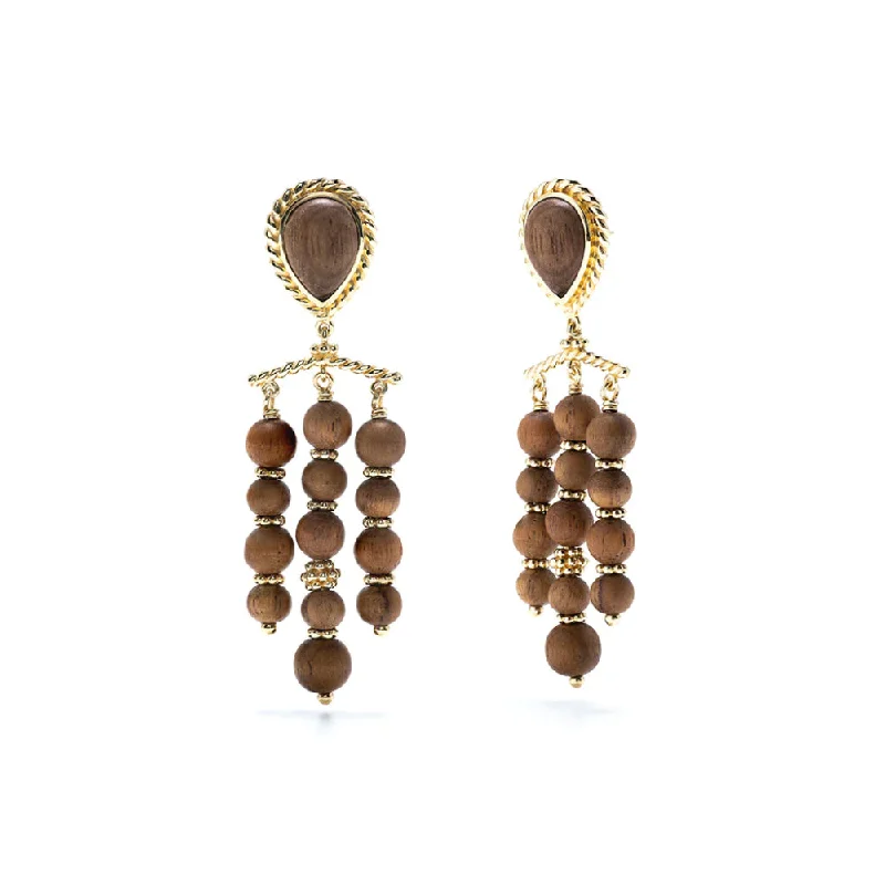 Curved design earrings-Capucine De Wulf Earth Goddess Chandelier Earrings in Teak