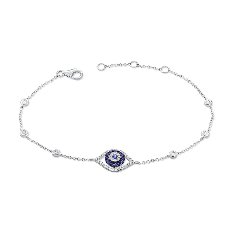 Linen thread bangles-14k Gold Sapphire & Diamond Evil Eye Bracelet