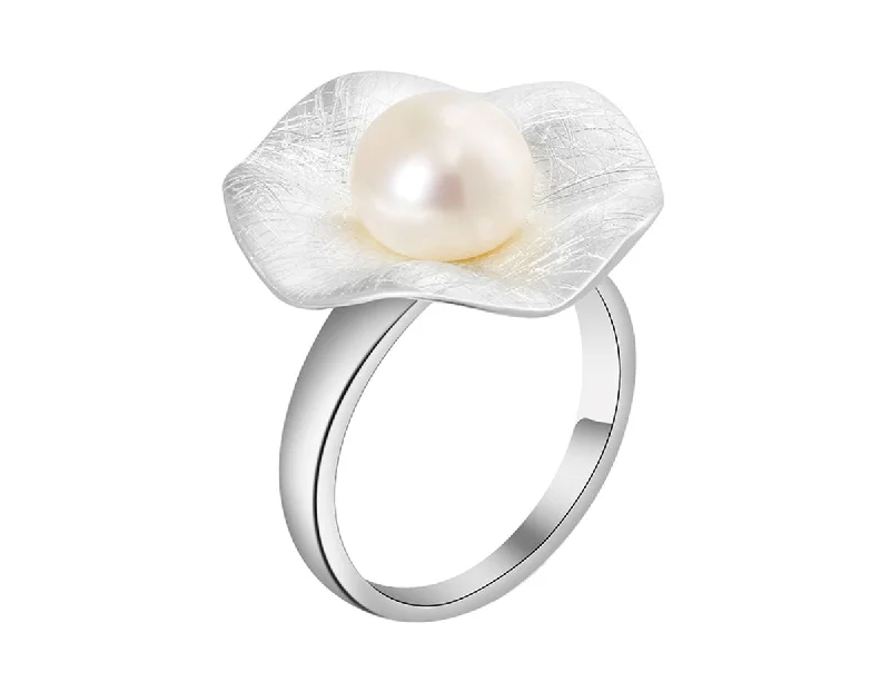 Reed style rings-Pearl Lotus Leaf Ring