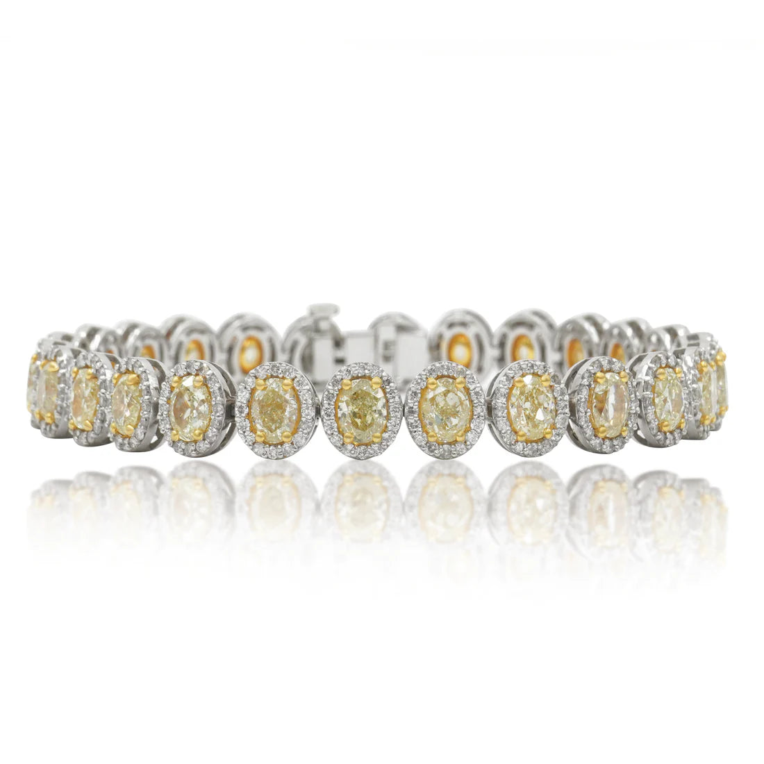 Yarn fringe bangles-Xanthe 16 Carats Oval Cut Fancy Yellow Diamond Bracelet in 14K White Gold