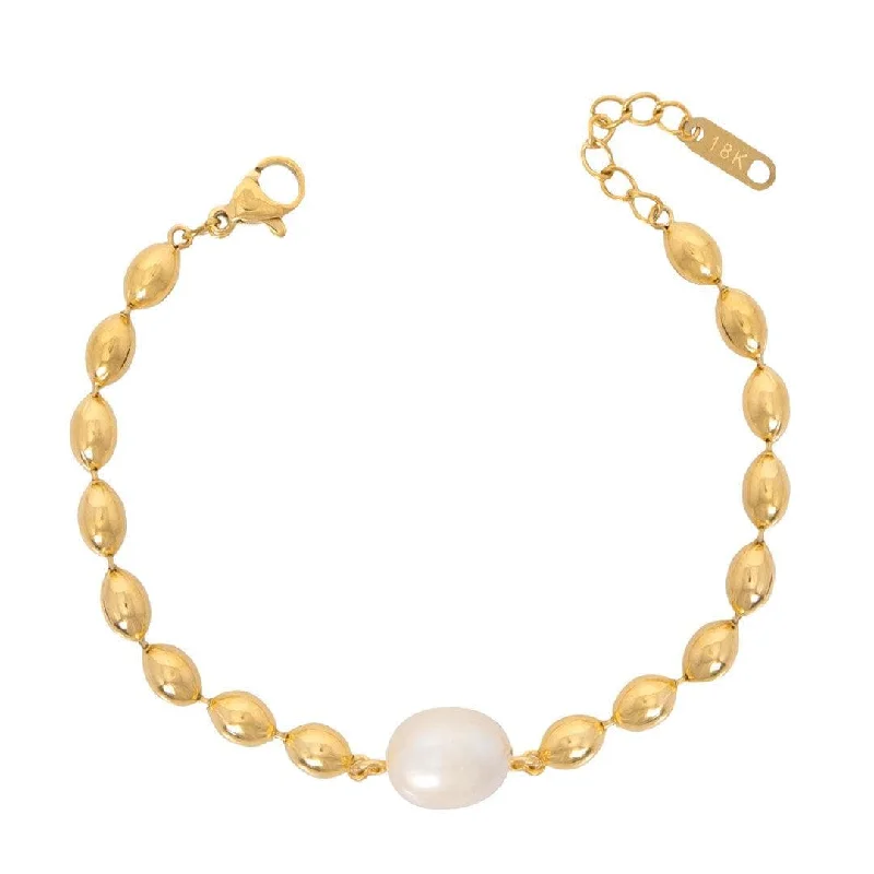 Chunky stone bangles-Olivia Pearl Bracelet