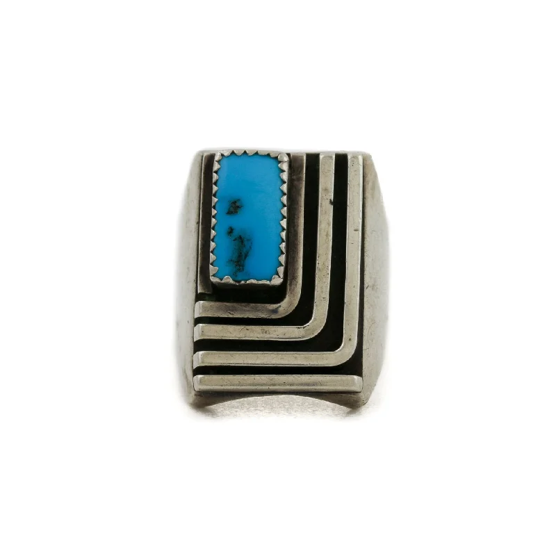 Pure star rings-Silver x Art-Deco 1970's Turquoise Navajo Ring