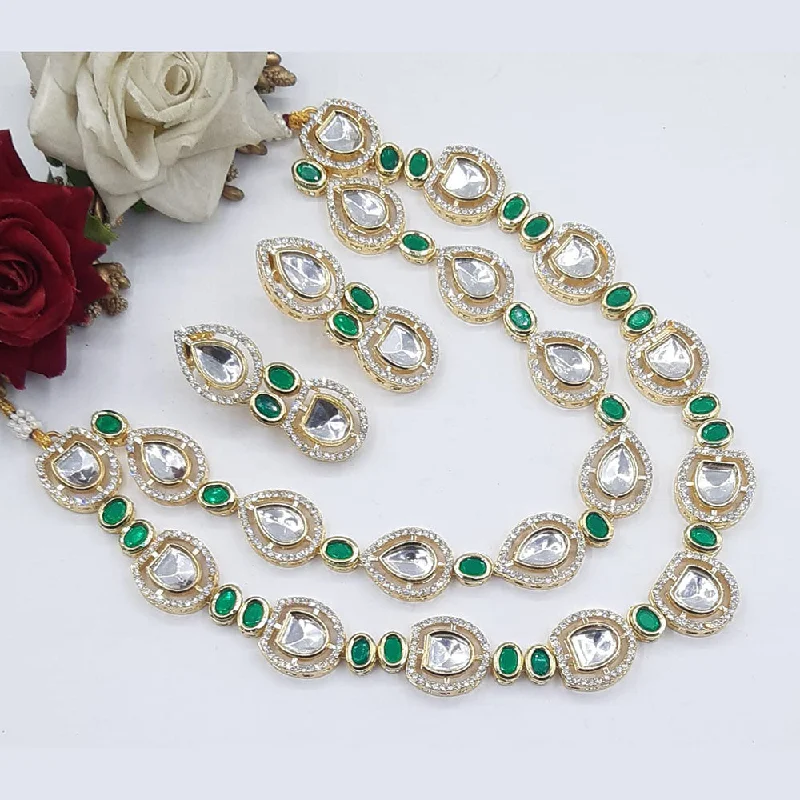 Curved gem necklaces-Manisha Jewellery  Gold Plated Crystal Stone Necklace Set