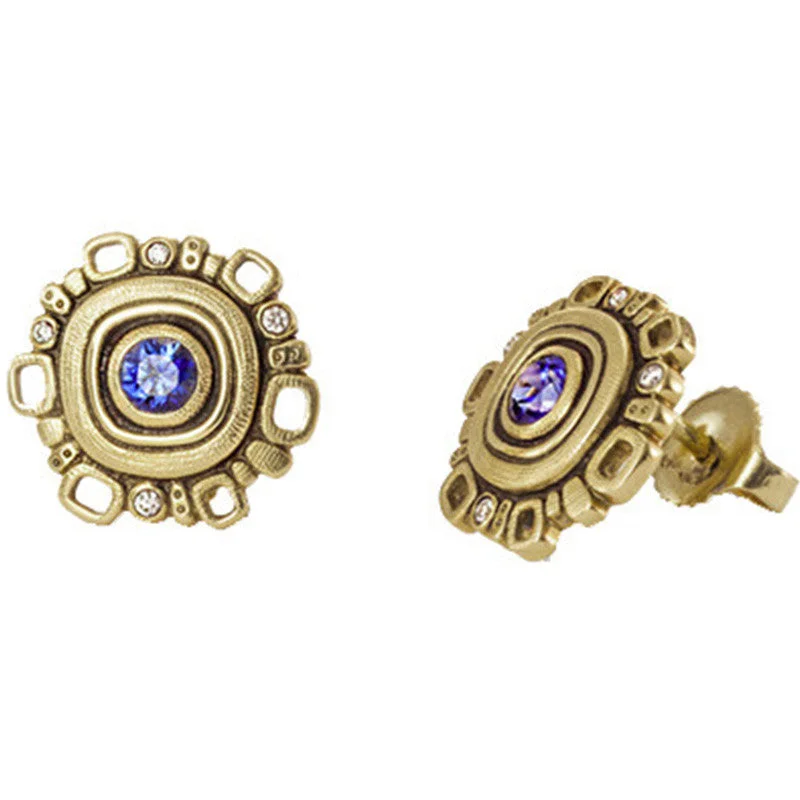 Dual-tone gem earrings-Alex Sepkus Sapphire Earrings - E-85S