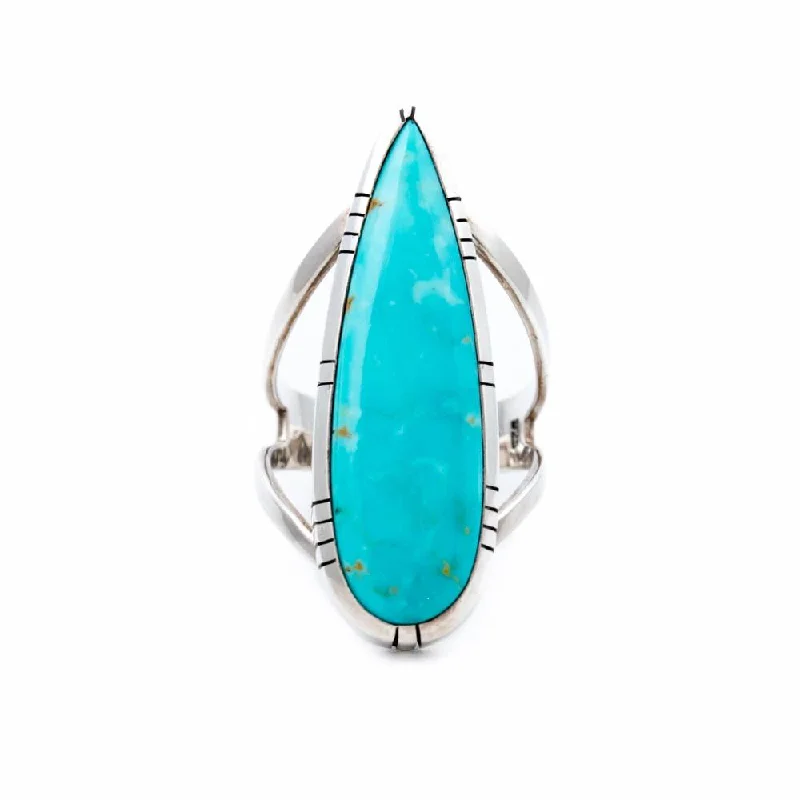 Spirit eye rings-Stabilized Kingman Teardrop Andromeda Ring