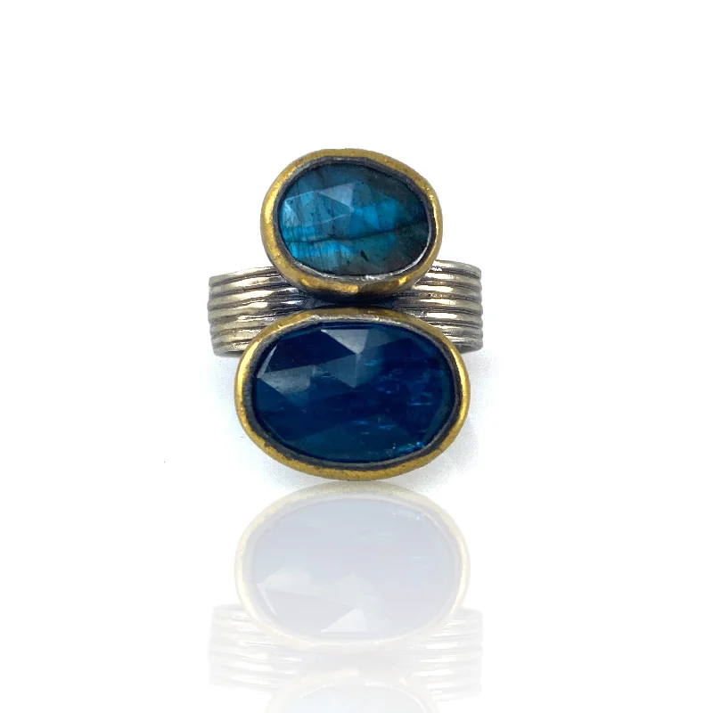 Citrine rings-Two Toned Blue Ring