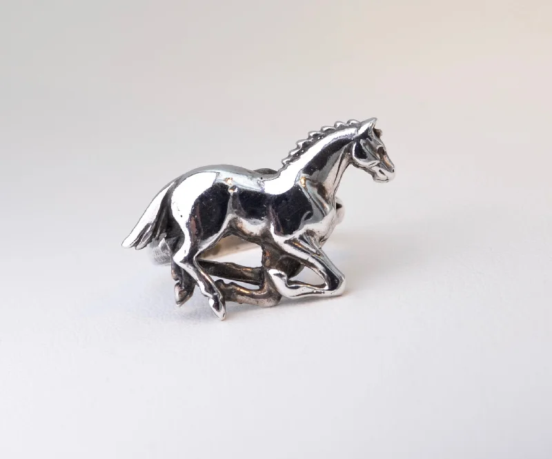 Faith charm rings-Sterling Silver Horse Ring