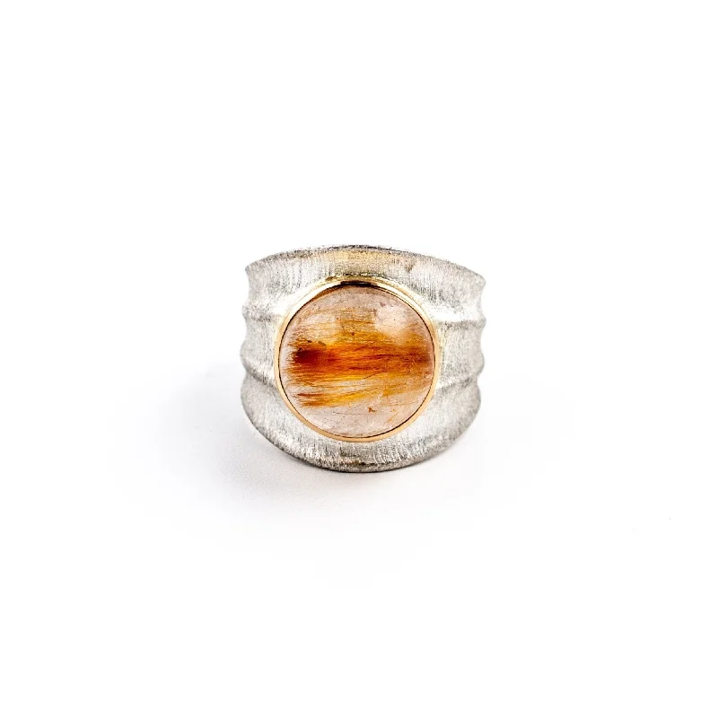 Pure form rings-Rutilated Quartz Bamboo Ring