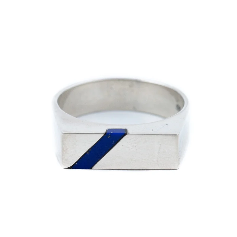 Tiered design rings-Offset Lapis Ring