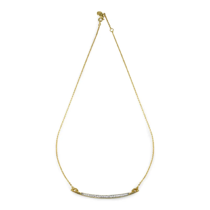 Light filigree necklaces-Crescent Pavé Necklace Large - 18K Gold Vermeil + CZ Blanc